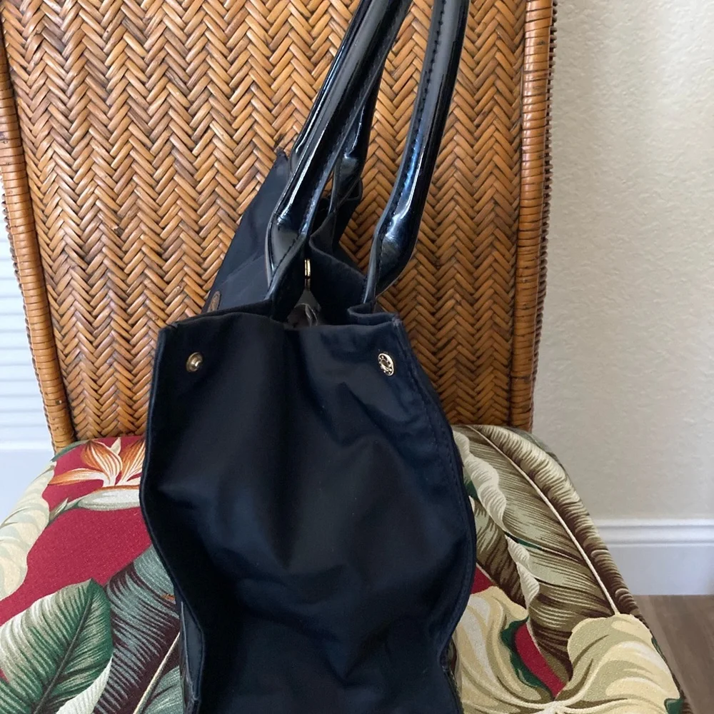 Tory Burch Ella Black Patent leather & Nylon Tote - Picture 3 of 10